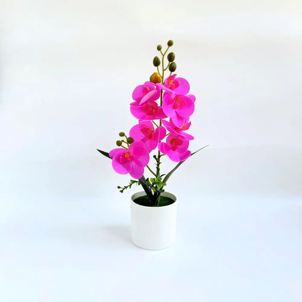 Realistic Orchid Bonsai High Round Pot Simulation Flower Ornament For Cafe Restaurant Wedding Desk Centerpiece