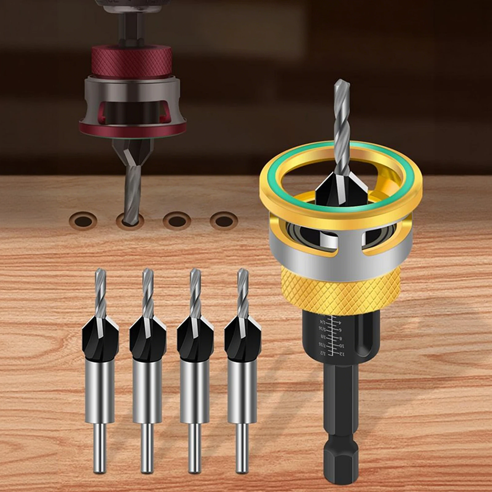 

Stepped Countersink Bit For Furniture Making Non-Marring Free-Spinning Stop Collar Customed Cabinetry And Furniture Assembly