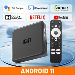 Android 11 Smart TV Box G1 4K@60fps for Netflix HDR10+ Videos and Movies Dolby Audio Output with AV1 WiFi6 Player Set Top Box