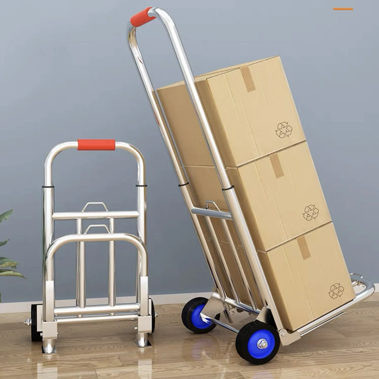 

Folding Portable Four-Wheel Universal Wheel Hand-Pulled op Cart Vegetable Bung Lage Cart Cargo Trailer