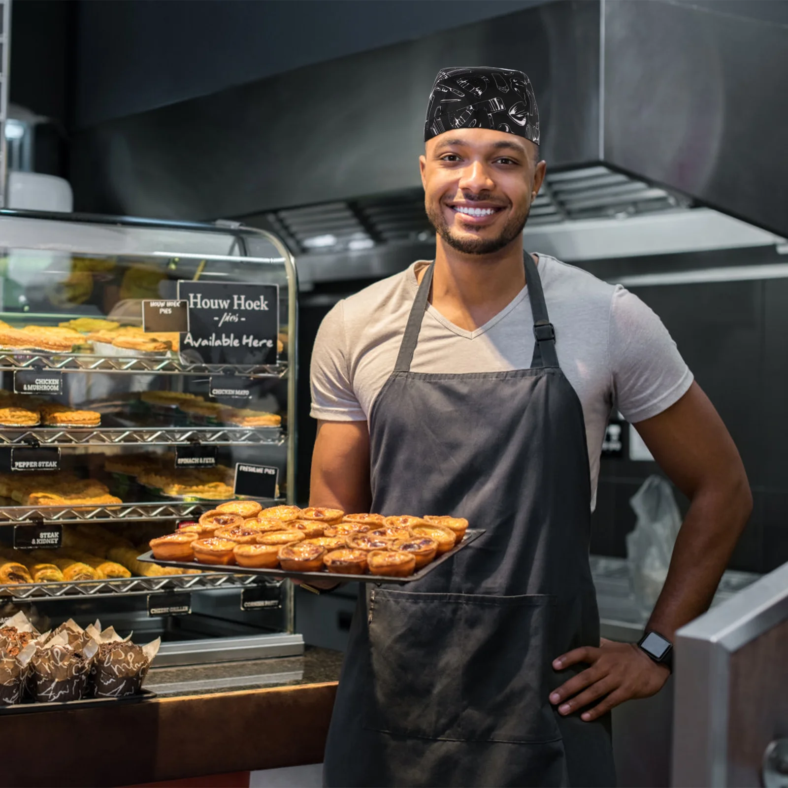 3 Pcs Chef Hat BBQ Cooking Ribbon Hats for Men Kitchen Pirate Cotton Turbano Catering Work