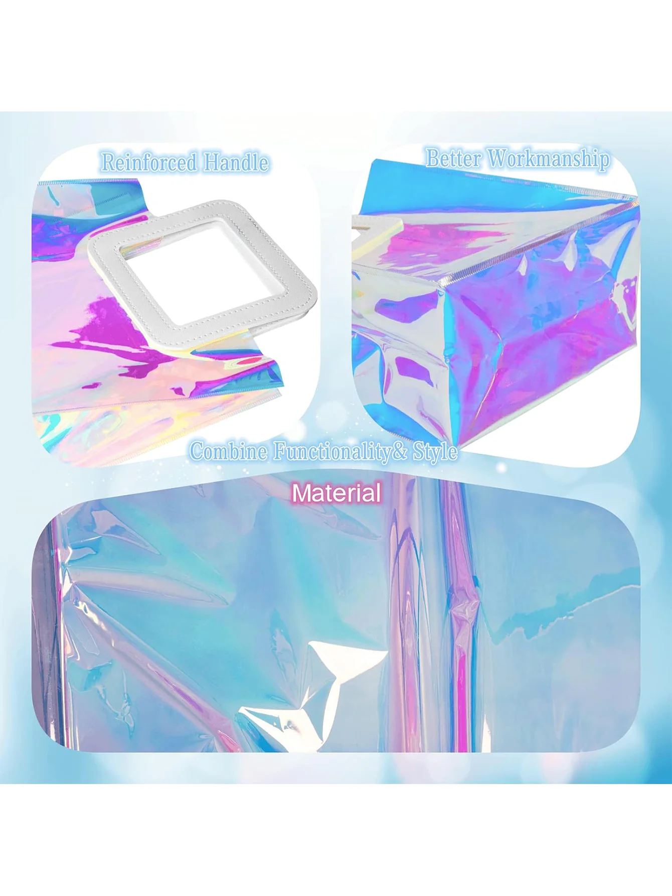 1pcs Holographic Small Gift Bags 7.9 * 7 * 3.9 Inch with Handles for Women, Girls, Birthday, Christmas, Bachelorette Party Favo
