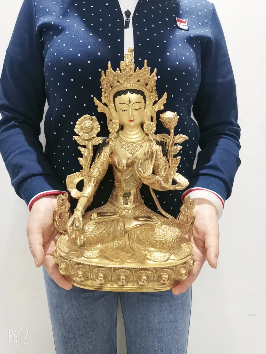 large Wholesale Buddha statue GOOD copper gilding Worship White Tara Guanyin Family safe