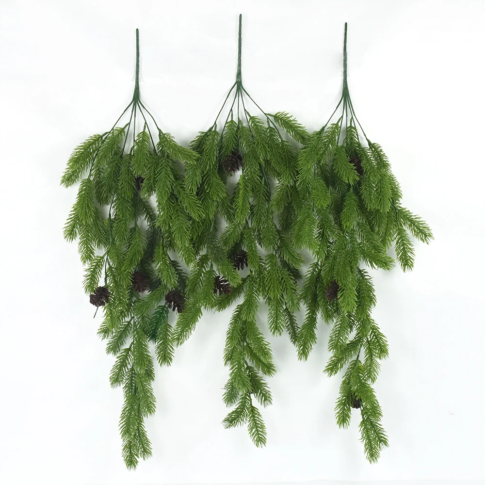 1pcs Artificial Christmas Pine Needle Garland Fake Plants Ivy Vine Pine Cones Wall Hang Ornament New Year Party Home Decoration