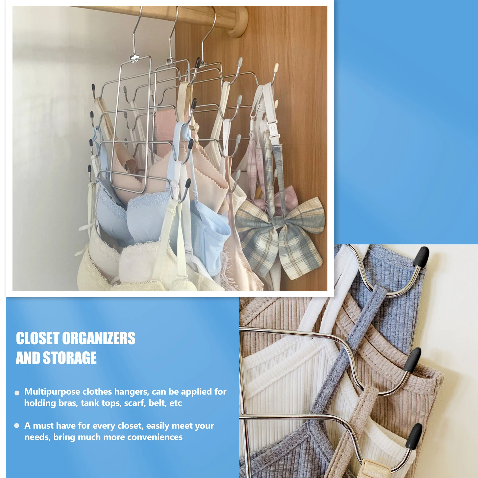 

Multi layer Clothes Hangers Bra ganizer Tank Tops Storage Women Clothing Closet Space SaverScarves Ties Bras Household Storage