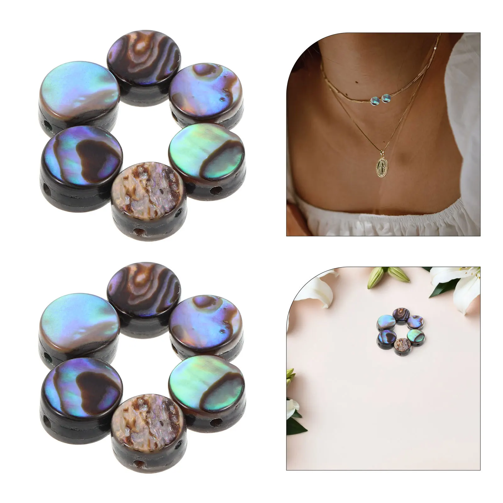 

20pcs 6Mm Abalone For Diy Jewelry Making Supplies Natural Shell Flat Round Charms Craft Beads Small Jewelry Projects Tiny Beads