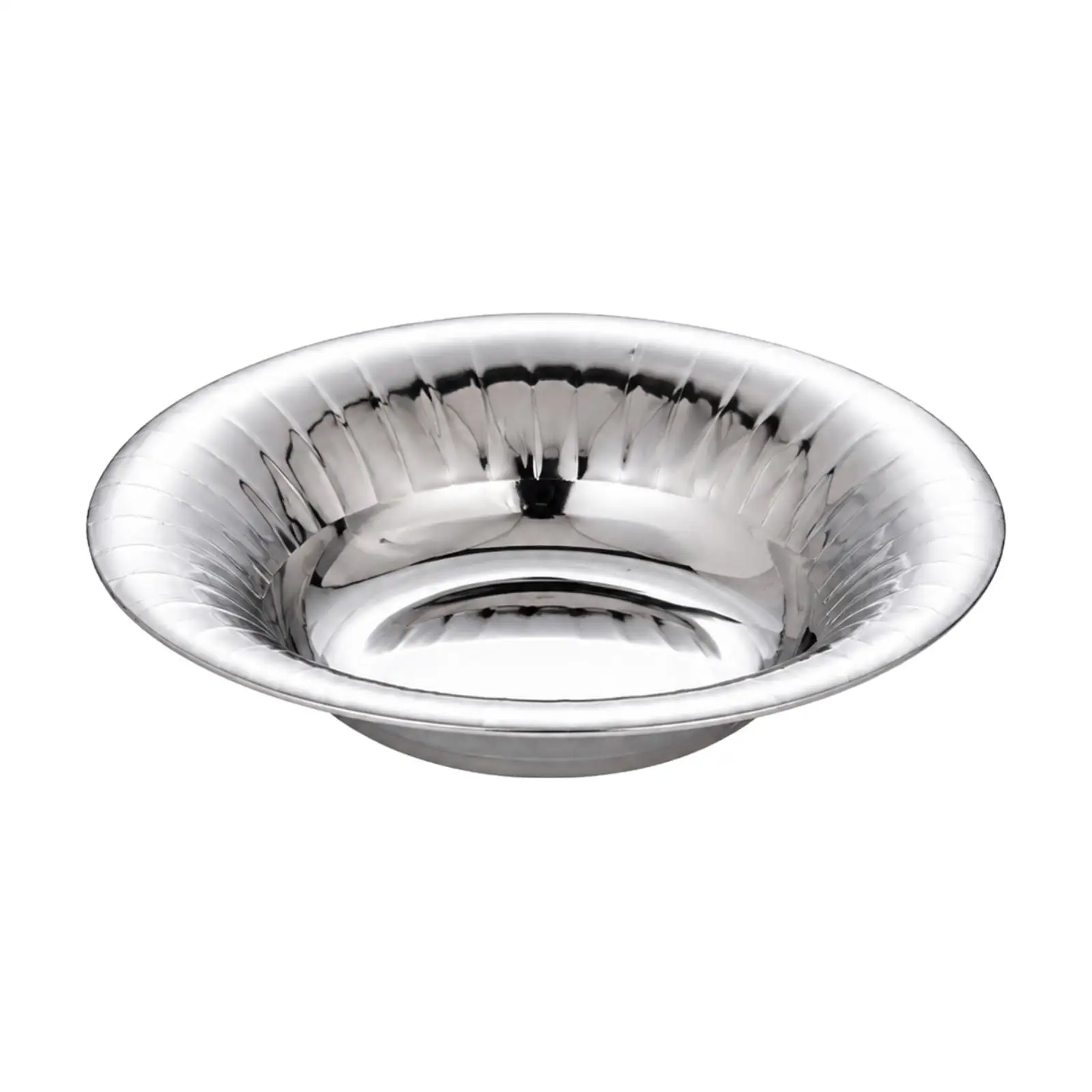 Stainless Steel Serving Plate Reflective Serving Plate with Fluted Rim Polished Stainless Steel Platter Silver