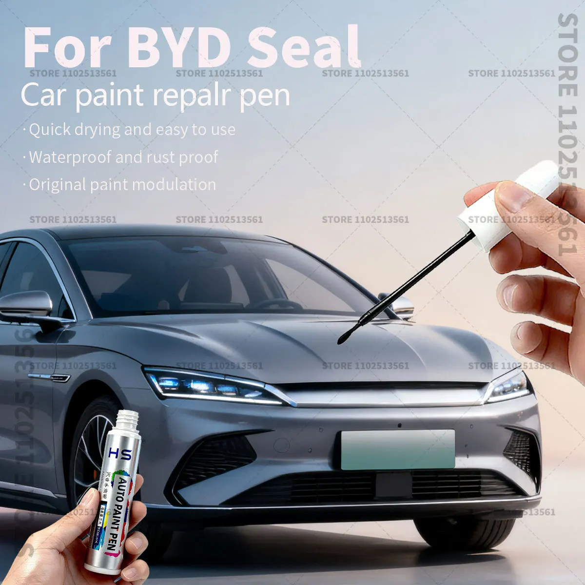 

Ручка для ремонта автомобильной краски для BYD Seal Touch Up, средство для удаления царапин, сделай сам, автоаксессуары, синий LAT, белый 127, синий, серый, HB5, черный 146