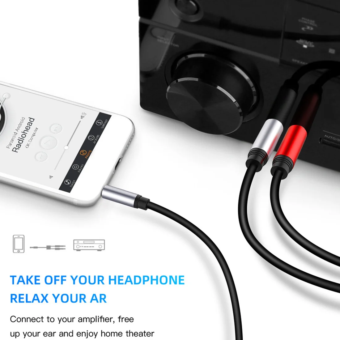 Cable de audio Cable auxiliar de 3,5 mm a doble 6,35 mm Mono 6,5 a 3,5 macho para amplificador mezclador altavoz Cable divisor de conector de 3,5 mm