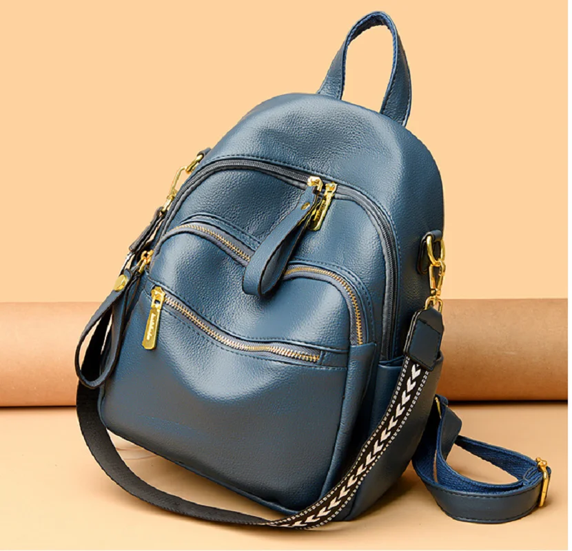 New Fashion Women High Quality Soft Leather Backpack Luxury Designer Laptop School Bag Large Capacity Travel Shoulder Bags