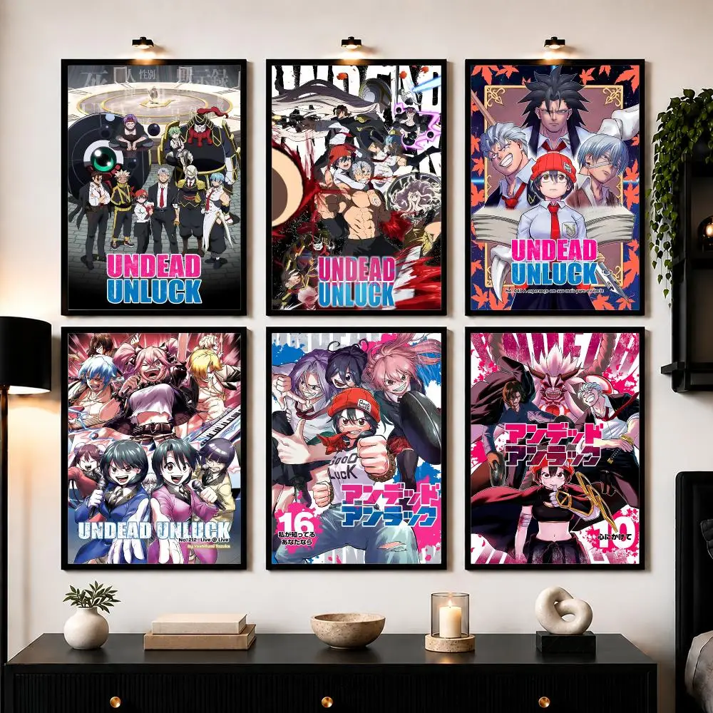Action Comedy Anime U-Undead Unluck Poster Wall Art Print Sticker for Bedroom Living Room Dorm Office Modern Home Decor