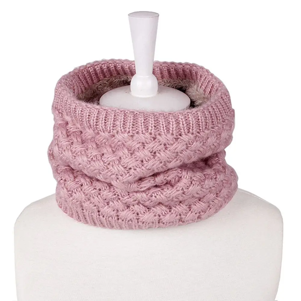 Bufanda de punto, bufandas para el cuello, invierno, mujeres, hombres, forro polar grueso, cuello de lana interior, bufanda con anillo, bufandas de punto elásticas, redecilla