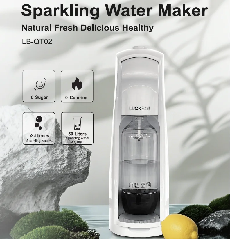Luckboil ไฟฟ้าน้ําเย็น-ประกาย Maker ธรรมชาติสดเพื่อสุขภาพน้ําโซดาพลาสติกเดสก์ท็อปสําหรับครัวเรือนกลางแจ้งโรงแรมใช้