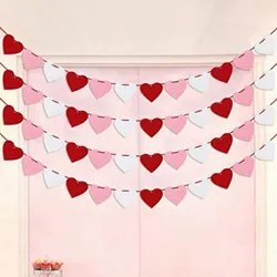 Valentine Hanging Banner Garland Bunting Red Love Heart Paper Banner Door Hanging Ornament Wedding Birthday Party Decoration 3pc