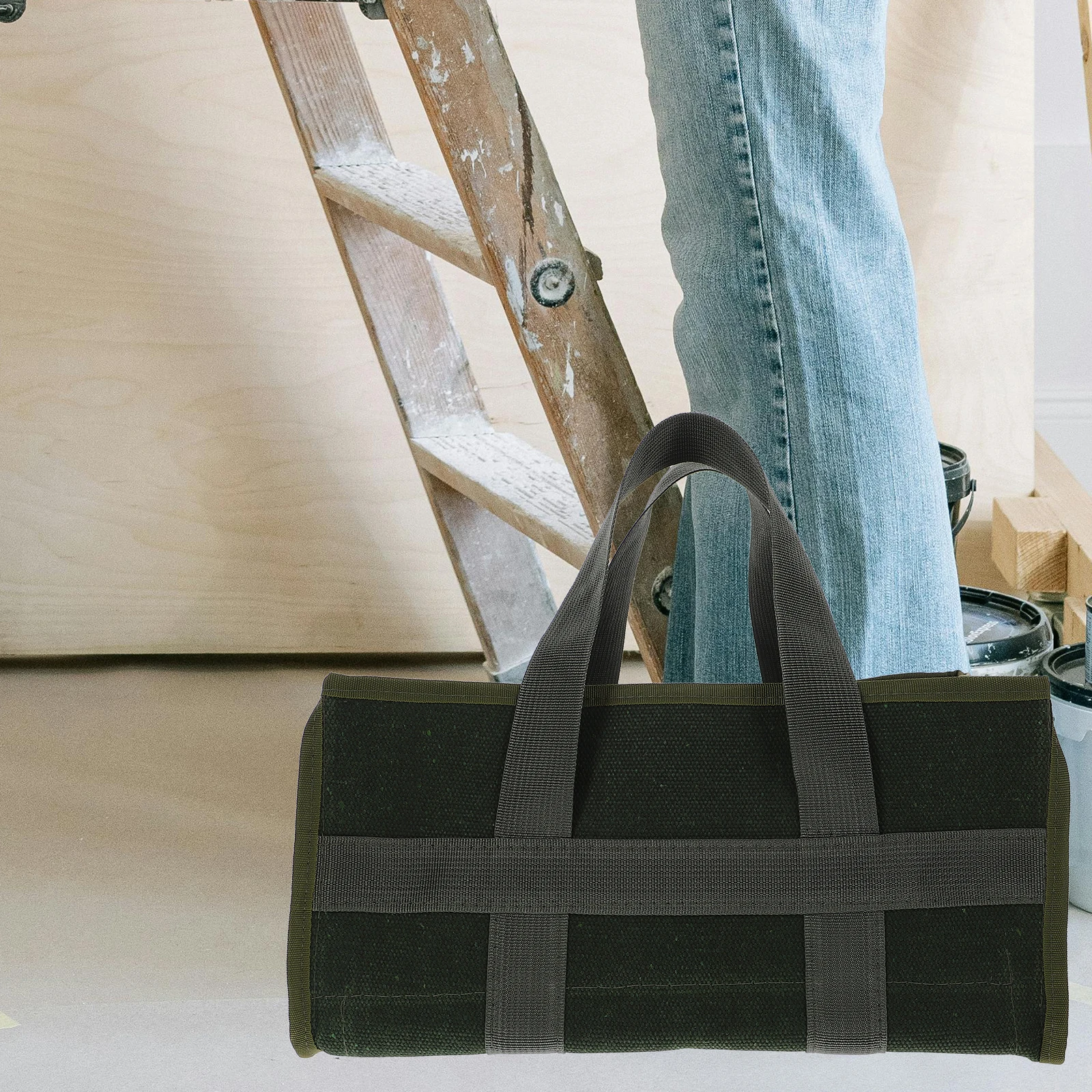 Large Capacity Tool Bag Heavy Duty Canvas Toolkit Organizer for Mechanics Electricians Car Repair Storage Pouch Dark Green Multi