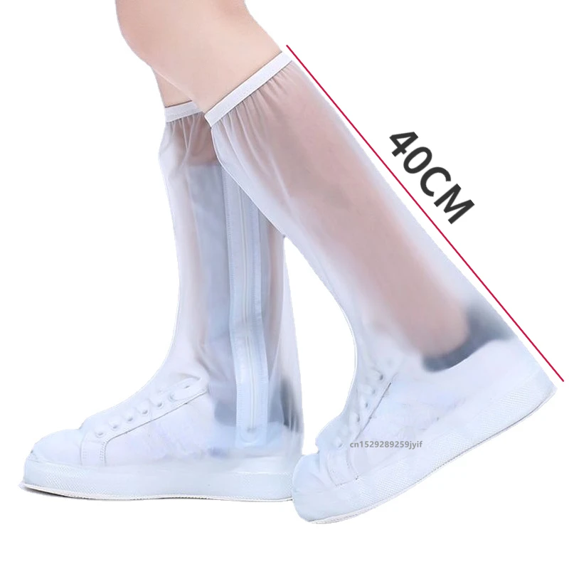 Unisex High Tube Rain Shoe Covers Waterproof Reusable Anti-Slip Rain Boot Rainproof Shoes Protector