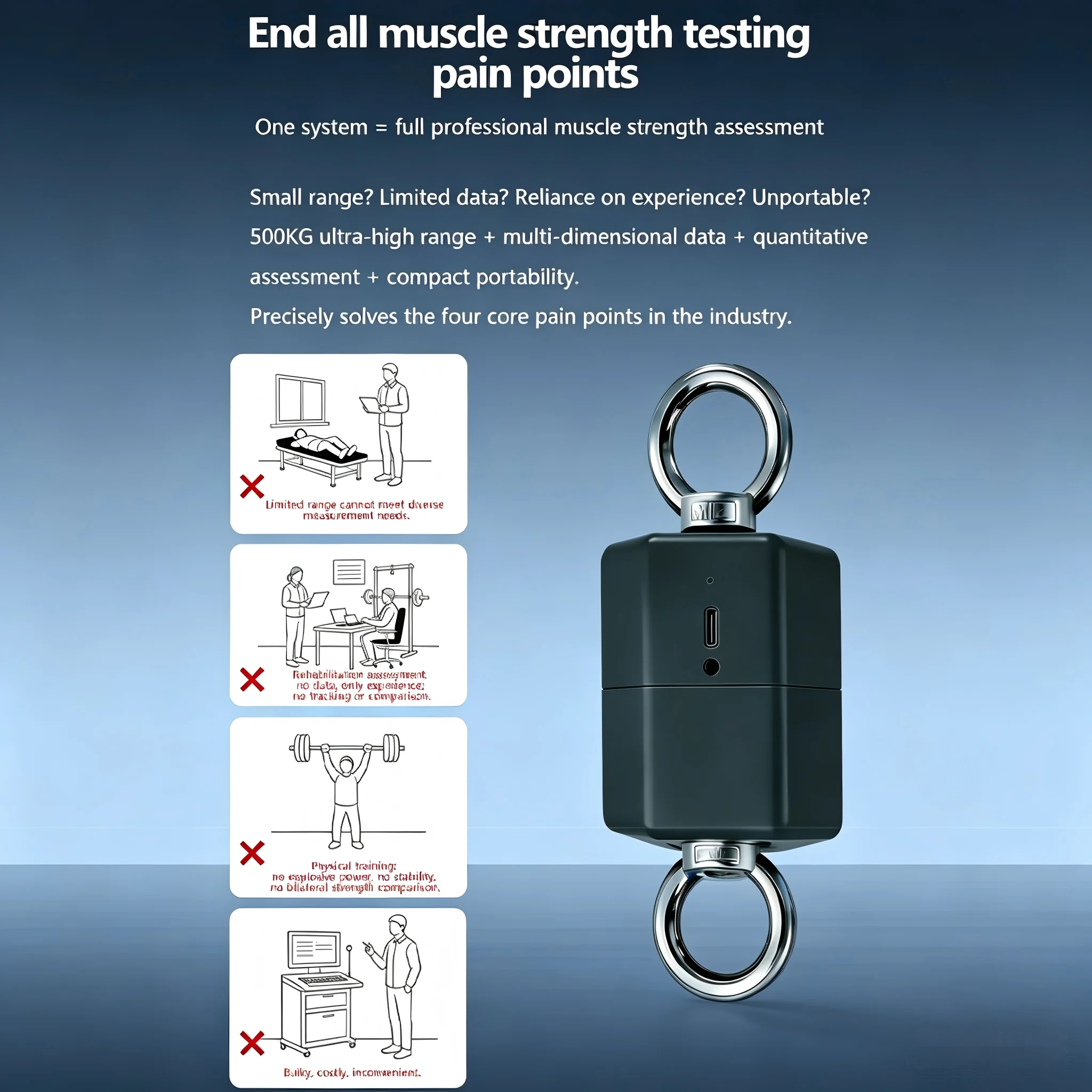 2026 500kg High Precision Isometric Muscle Strength Tester Force Block Fitness  Power Test Equipment Set 3 for Gym