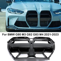 Front Bumper Grille For BMW G80 M3 G82 G83 M4 2021 2022 2023 CSL Style Front Hood Kidney Grill Carbon Fiber Look Glossy Black