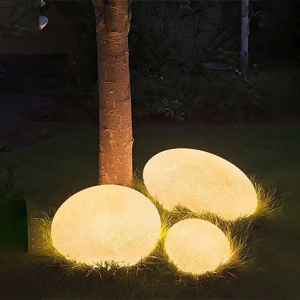 Egg Shape Pebble Floor Lamp Outdoor Artificial Cobblestone Lawn Light outdoor waterproof IP65 decorated resin led garden lamp