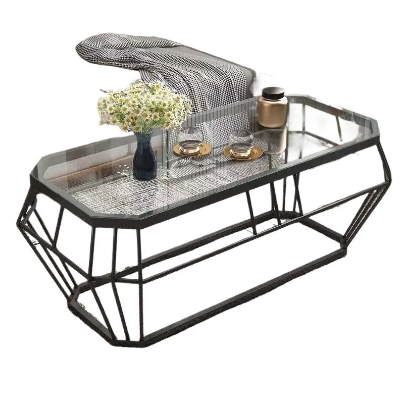 Light luxury small apartment household living room creative tempered glass combination modern simple coffee table, glass