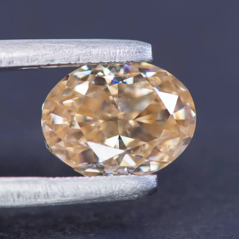 Moissanite Stone Oval Cut Natural Champagne Color for Jewelry Making DIY Ring Necklace Earrings Main Materials with Certificate