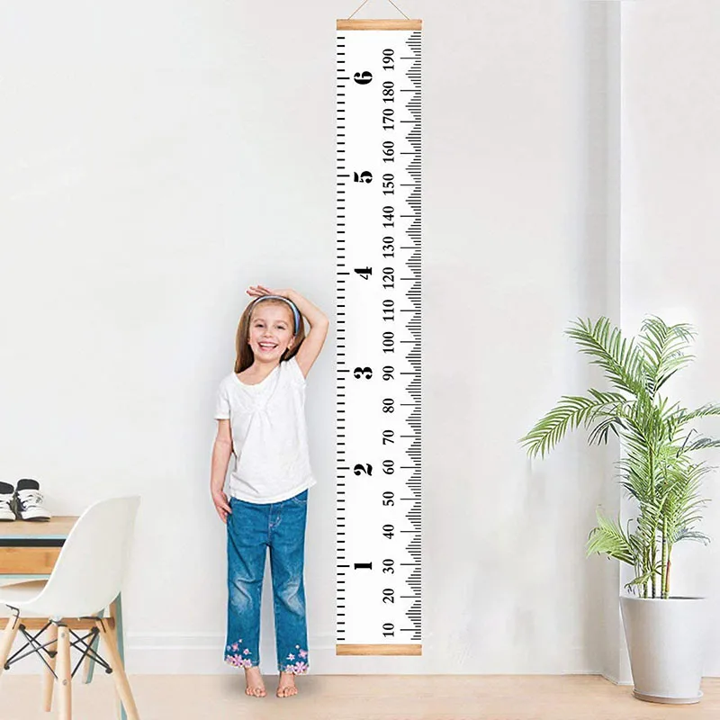 New Wall Hanging Children's Height Ruler Removable Roll Up Growth Chart Ruler Wooden Wall Sticker for Kids Child Room