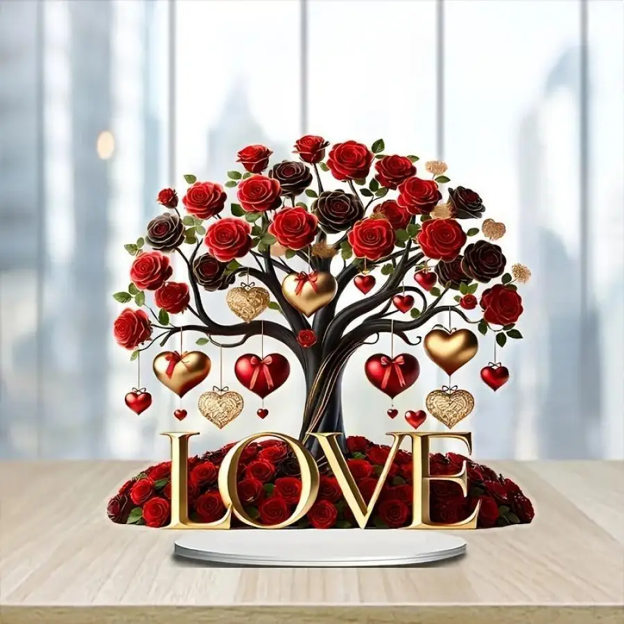 

Artificial Rose Tree with Hanging Hearts, Love Tree Decoration, for Valentine'S Day, Thanksgiving, Christmas, Mother'S Day