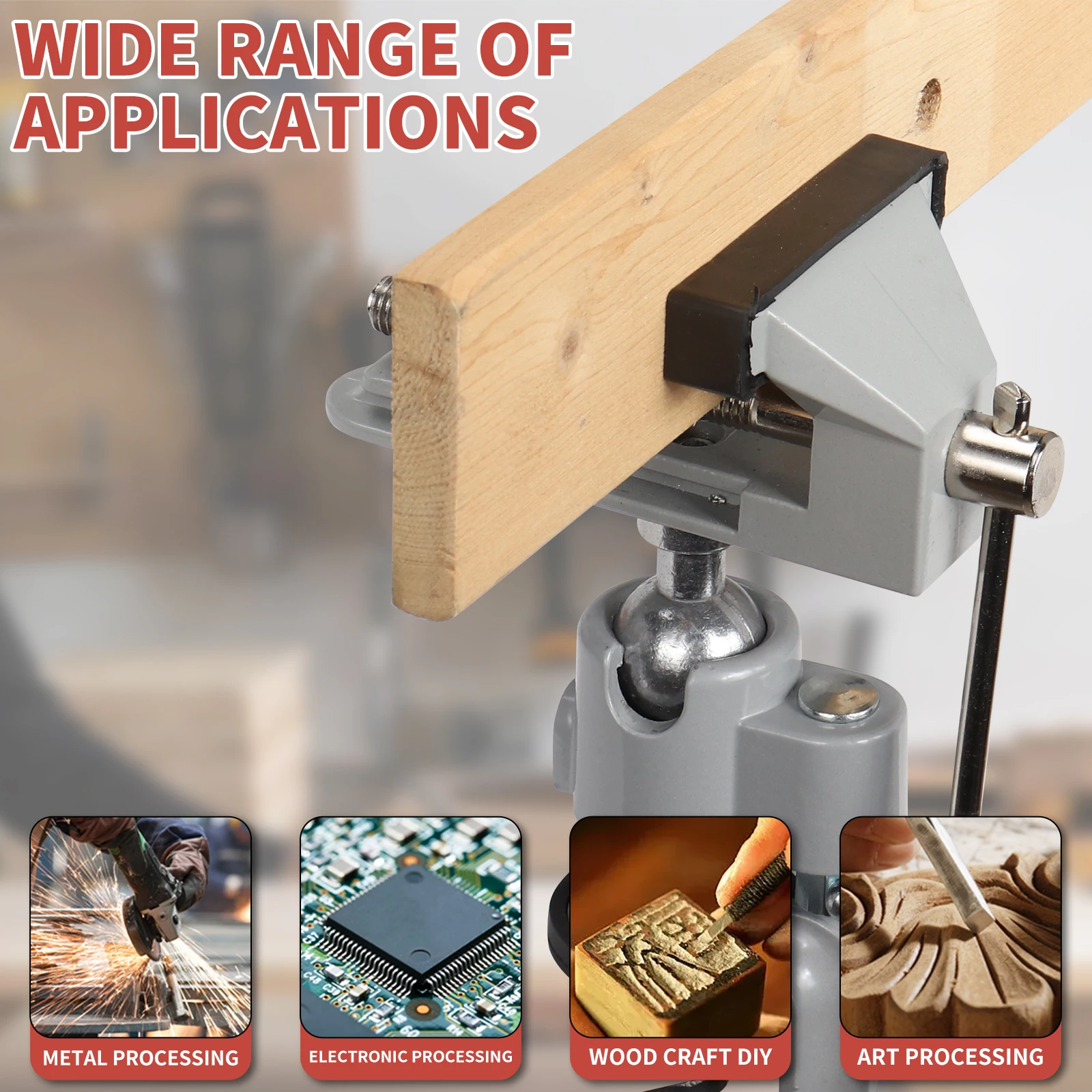 SI FANG 360 องศา Rotatable Table Vise Clamp-on เครื่องบดไฟฟ้า เจาะ ขายึดเครื่องมืออุปกรณ์เสริม Bench Clamp