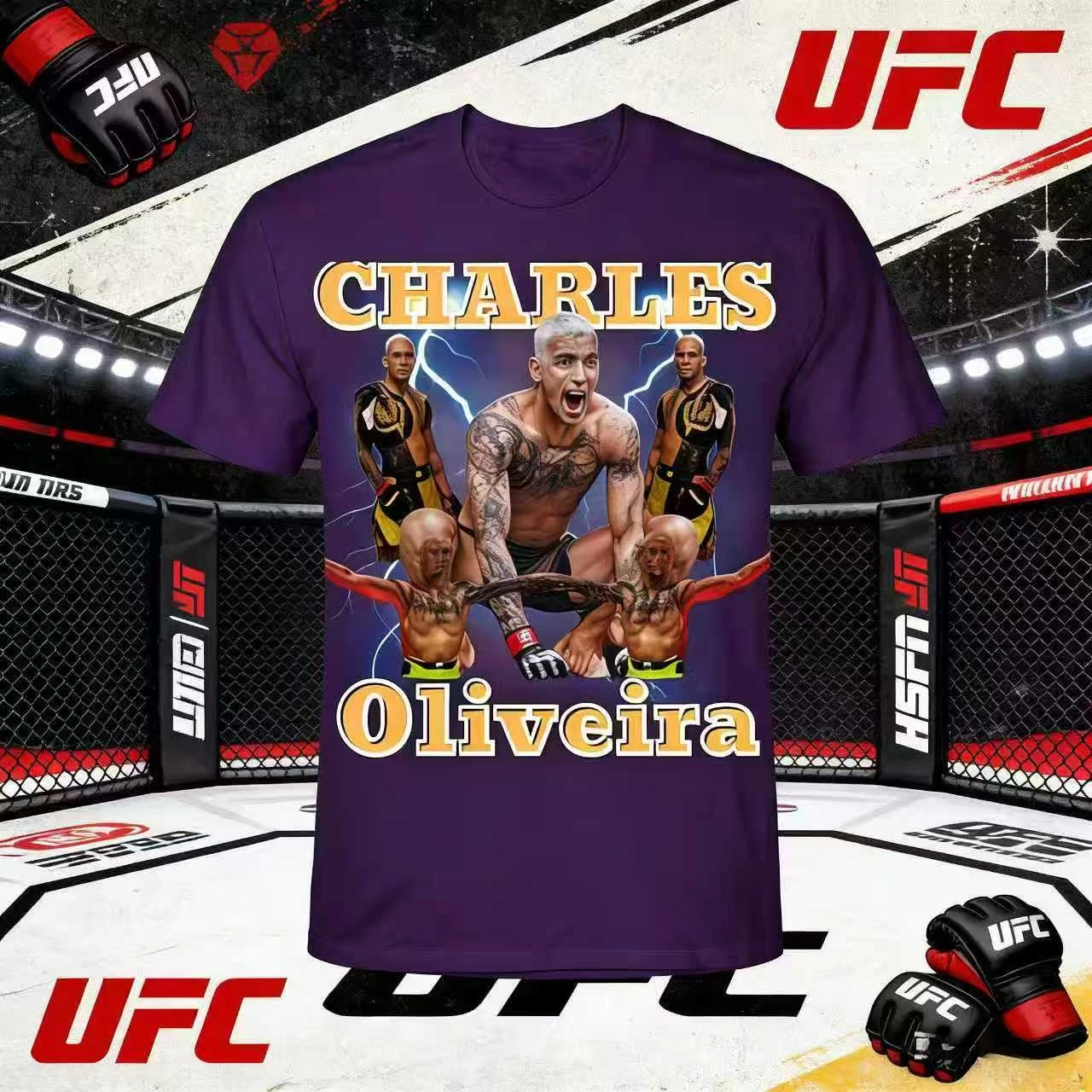 

UFC Charles Oliveira Theme Summer 2026 Collection - Trendy Casual Cotton Printed T-Shirt Suitable for Both Men and Women