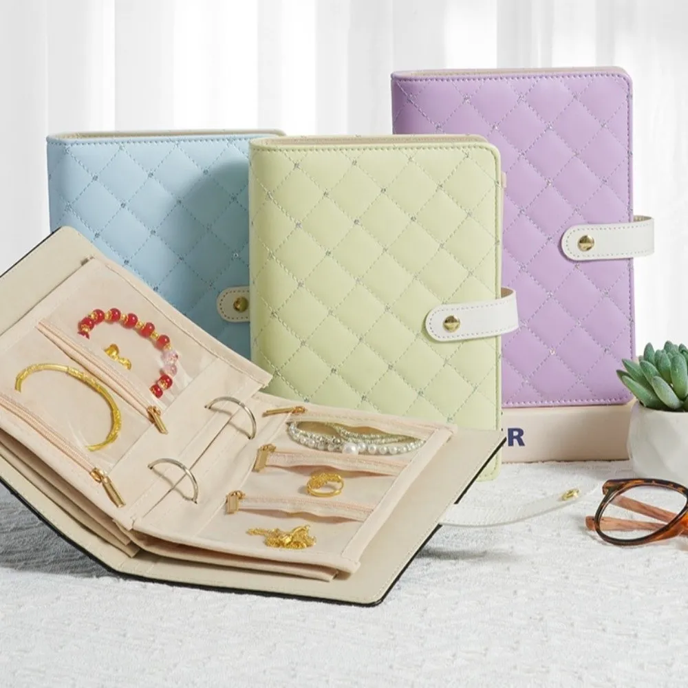 

Portable Jewelry Storage Book PU Leather Clear Pockets Jewellery Binder Anti Oxidation Luxury Jewelry Organizer Roll Photo Props