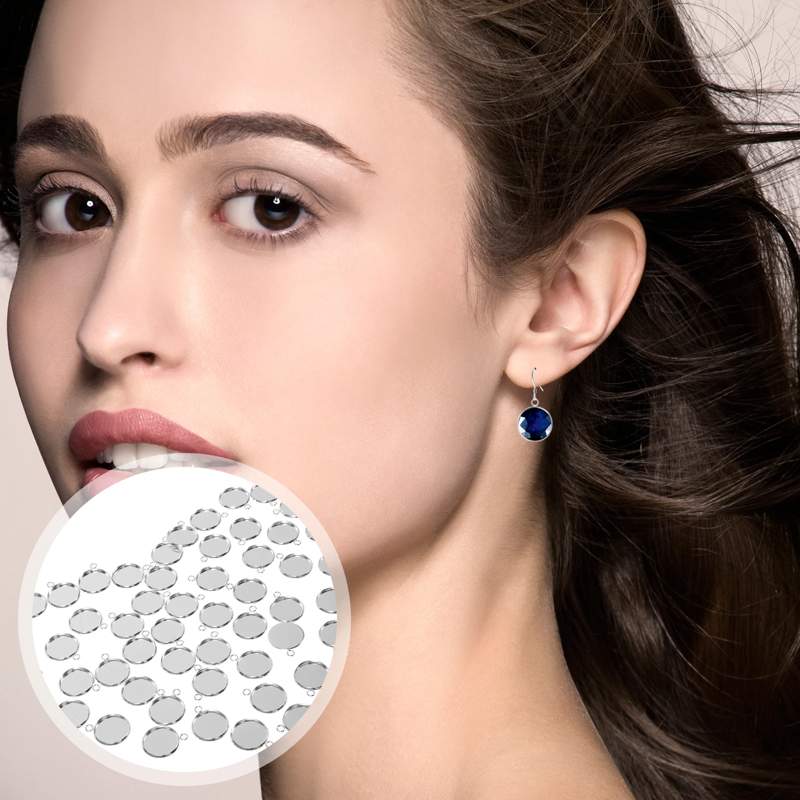 

50 Pcs 16mm Ear Clip Tray DIY Jewelry Accessories Durable Safe Materials Suitable Birthday Masquerade Graduation Parties Charm