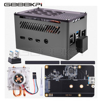 GeeekPi  Aluminum Brick Case Black Shell with M.2 Sata SSD Mini Low- Profile Tower Cooling Fan for Raspberry Pi 4 Model B