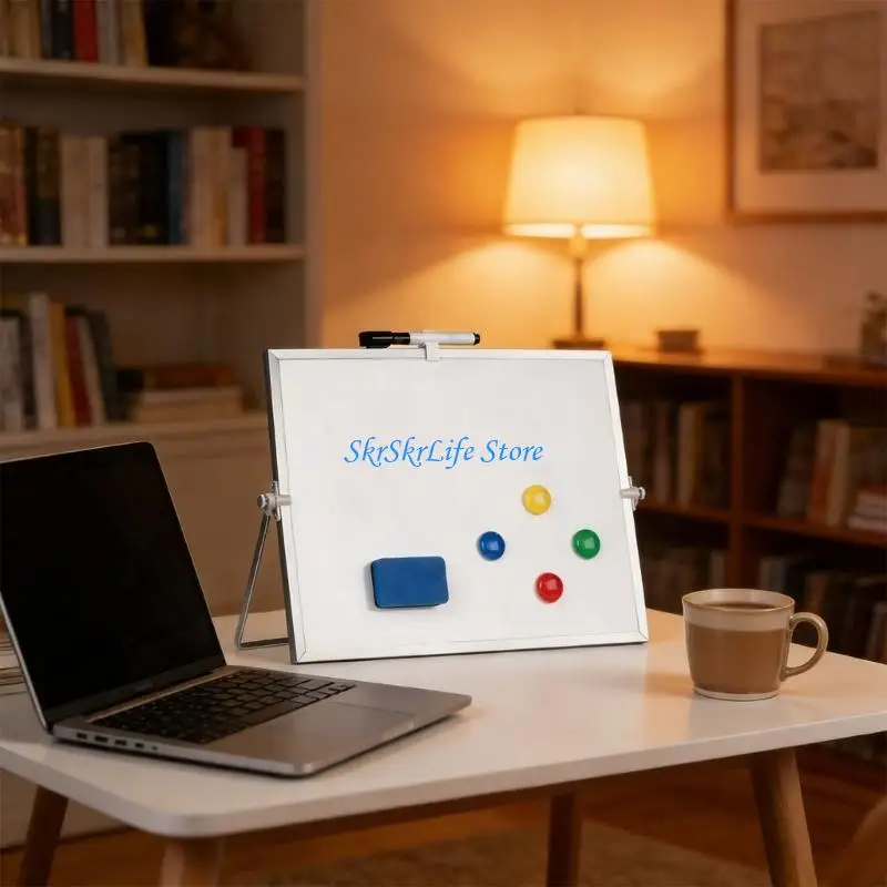 E65E Double Sided Aluminum Whiteboard 40x30cm With Accessories And Rotating Stand