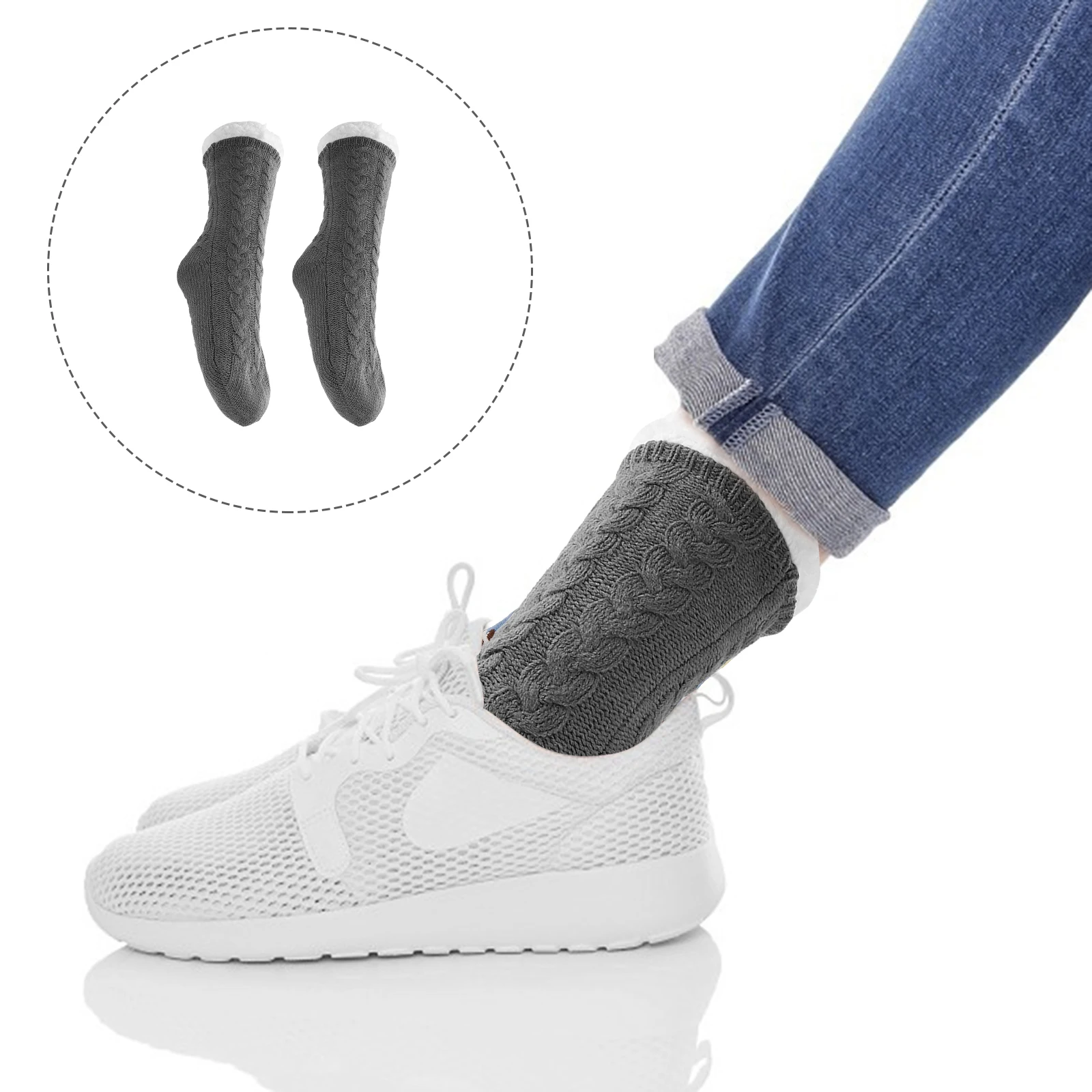 

Floor Socks Women Warm Anti Slip Winter Cozy Mid calf Socks Ladies Holiday Non Slip Home Slippers Soft Fuzzy Comfortable Indoor
