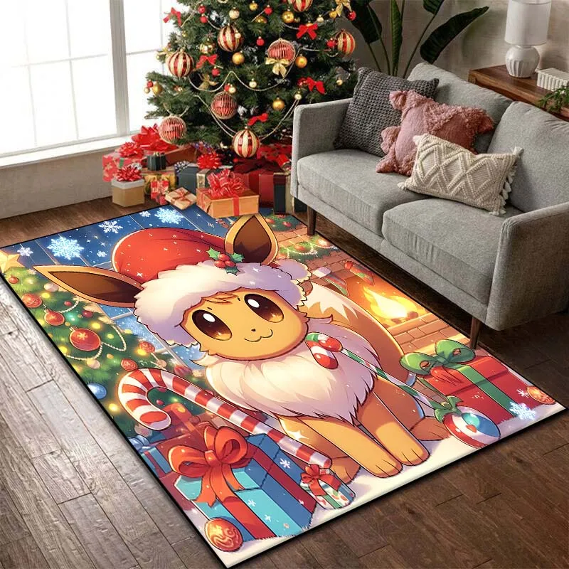 15Sizes Pokémon Christmas Pattern Carpets for Living Room Bedroom Sofa Floor Mat Decor Anti-slip Rugs Kid's Room Christmas Gifts