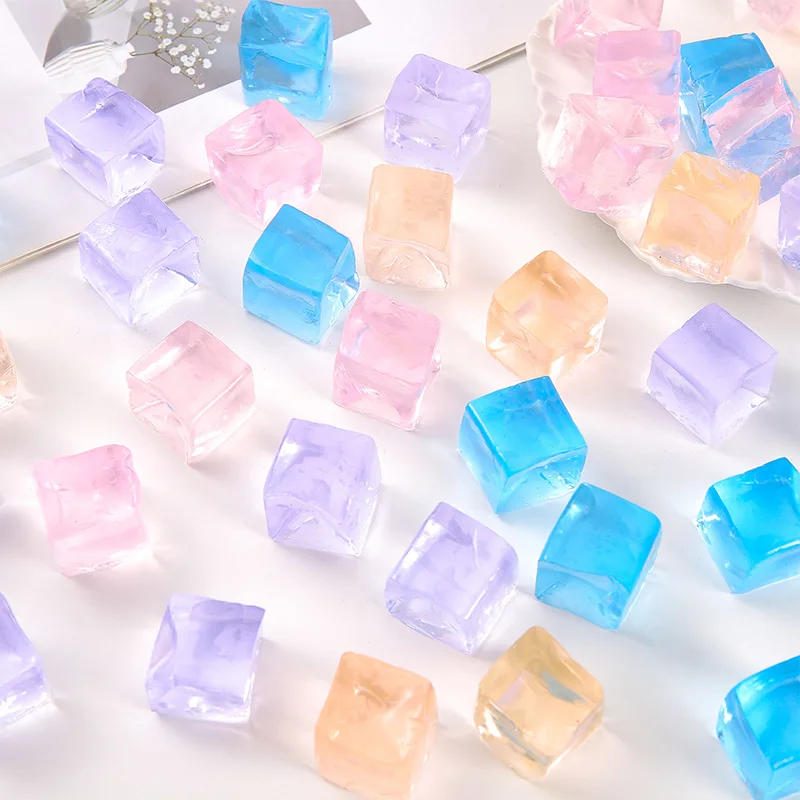 10pcs Mini Ice Block Squishy Toys 2*2cm Pinch Creative Novelty Transparent Simulation Jelly Stress Relief Squeeze Gift J132-1