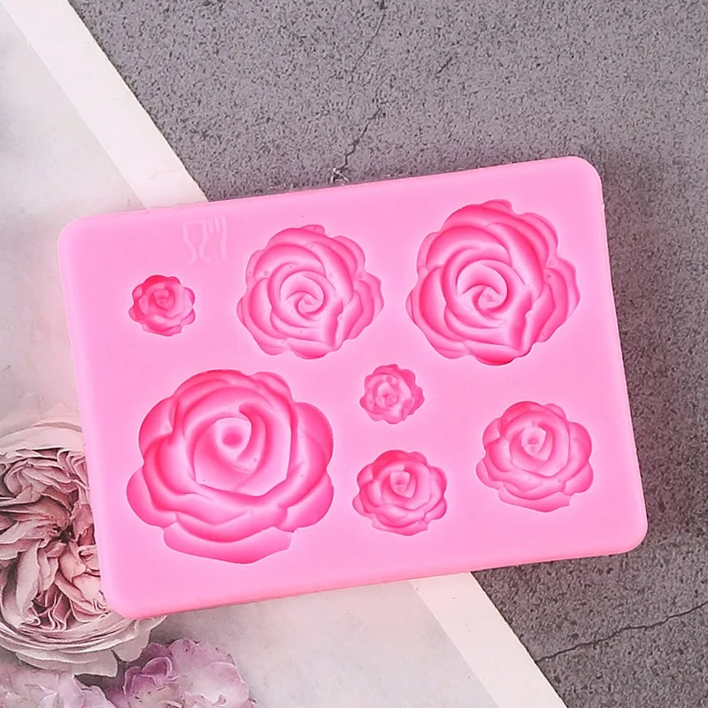 Rose Flower Silicone Mold Food Grade DIY 3D Cake Baking Decoration Fudge Wedding Cupcake Topper Jewelry Baking Tool Moulds