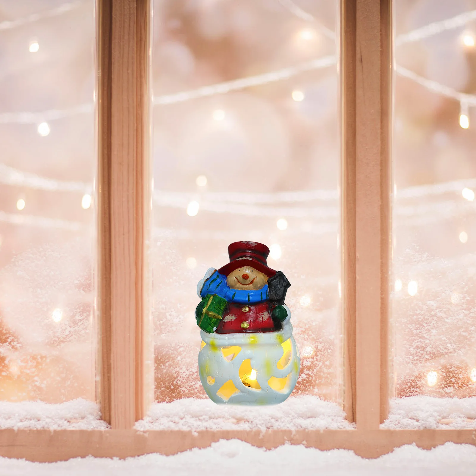 

Christmas Sculpture Light Light-up Snowman Lamp Holiday Statue Ornament Figurine