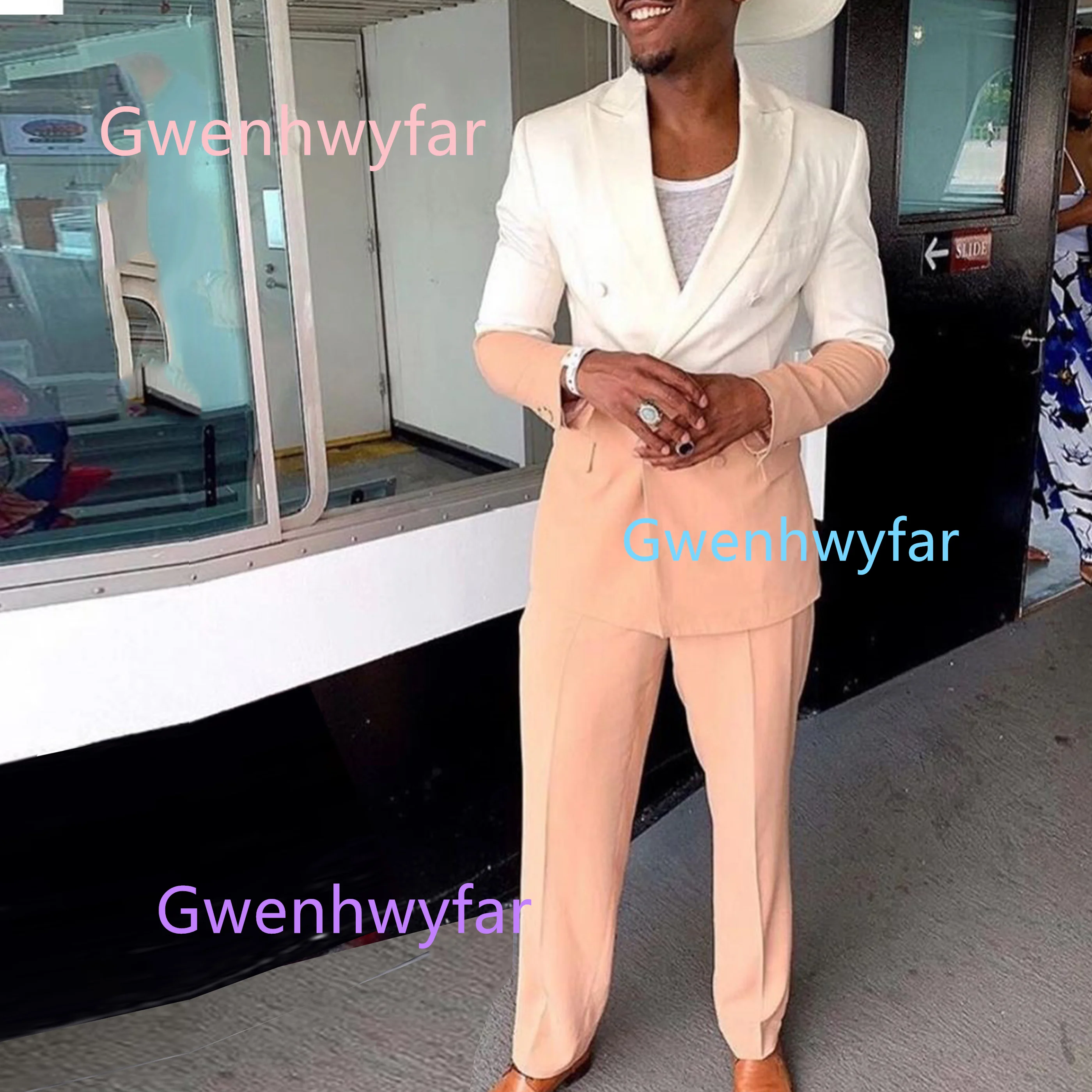 

G&N мужской дорожный повседневный костюм, комплект из 2 предметов, осень 2025 г., новинка, румяно-розовый и цвет слоновой кости, мужская модная одежда на заказ