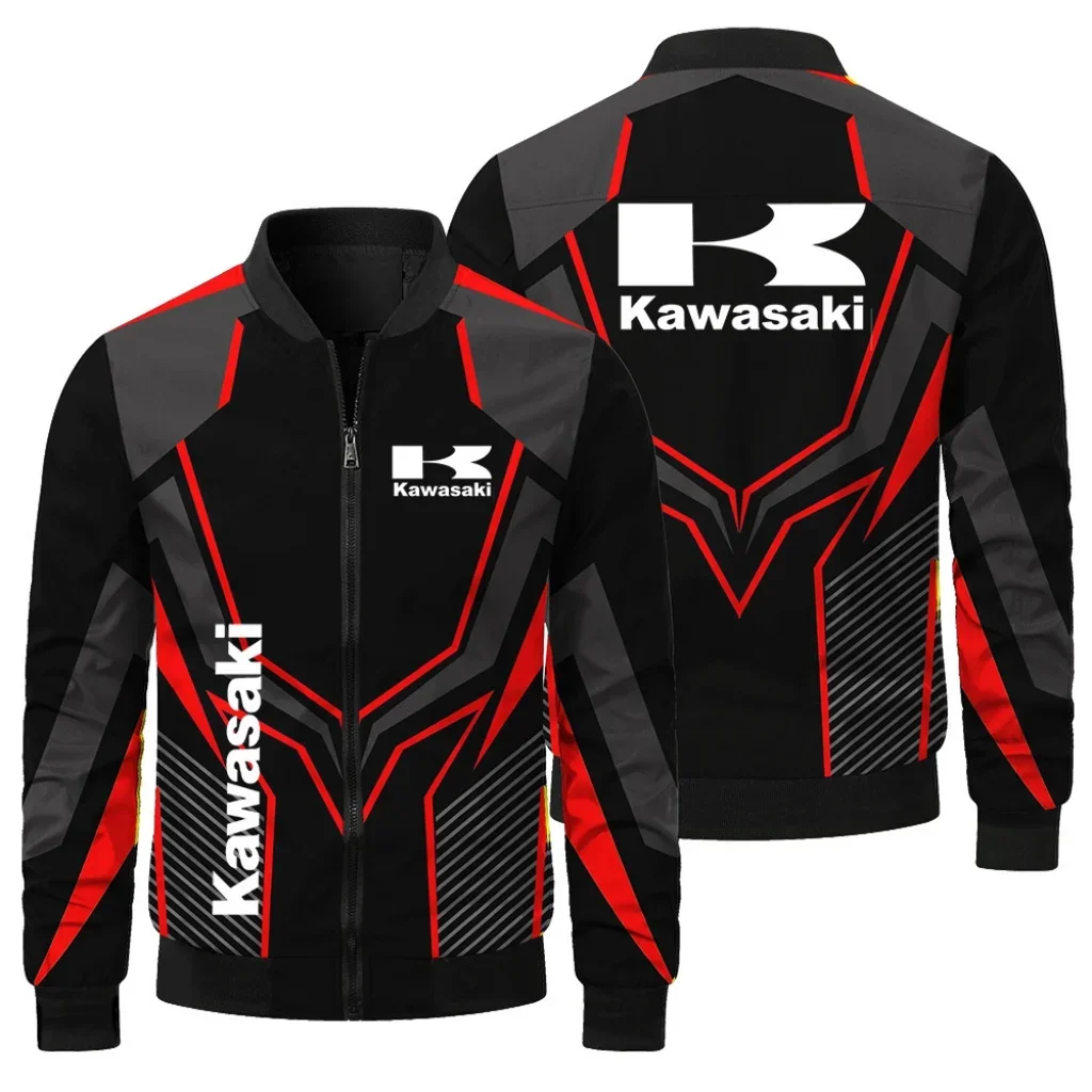 AliExpress UK New Kawasaki Printed Men's Jacket Casual Motorcycle Jacket Fashion Outdoor Cycling Racing Jacket Sports Kawasaki Clothing