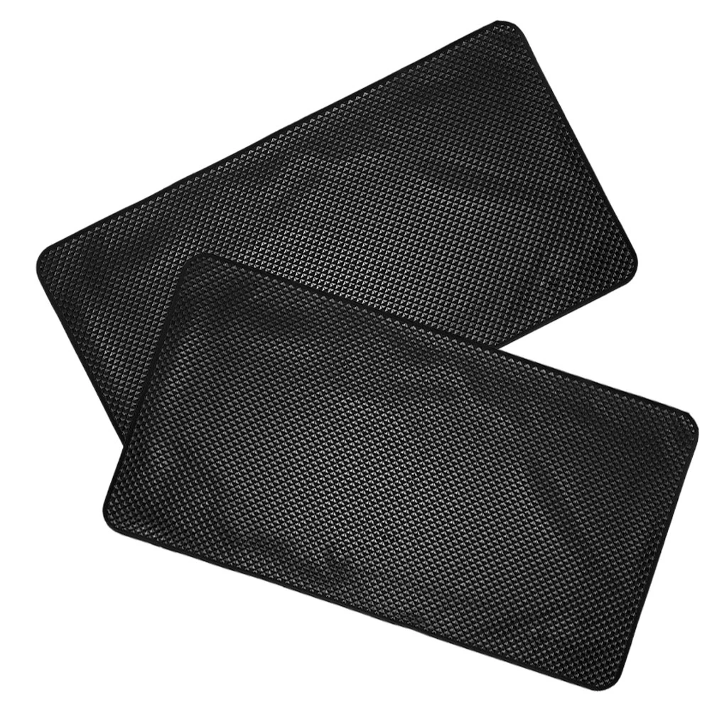 

2pcs Non Slip Car Dashboard Mat Black PU Rubber Pad Anti Sliding Phone Perfume Bottle Storage Elegant Figurine nament