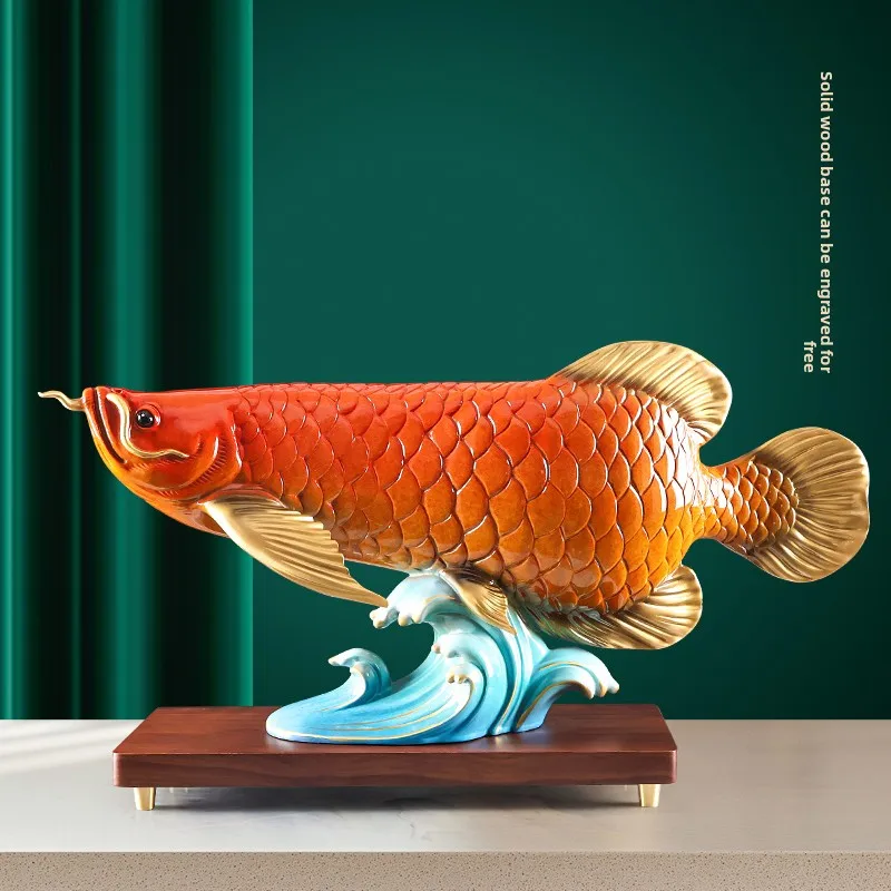 

All-copper lucky arowana ornament office table decoration handicraft gift housewarming gift