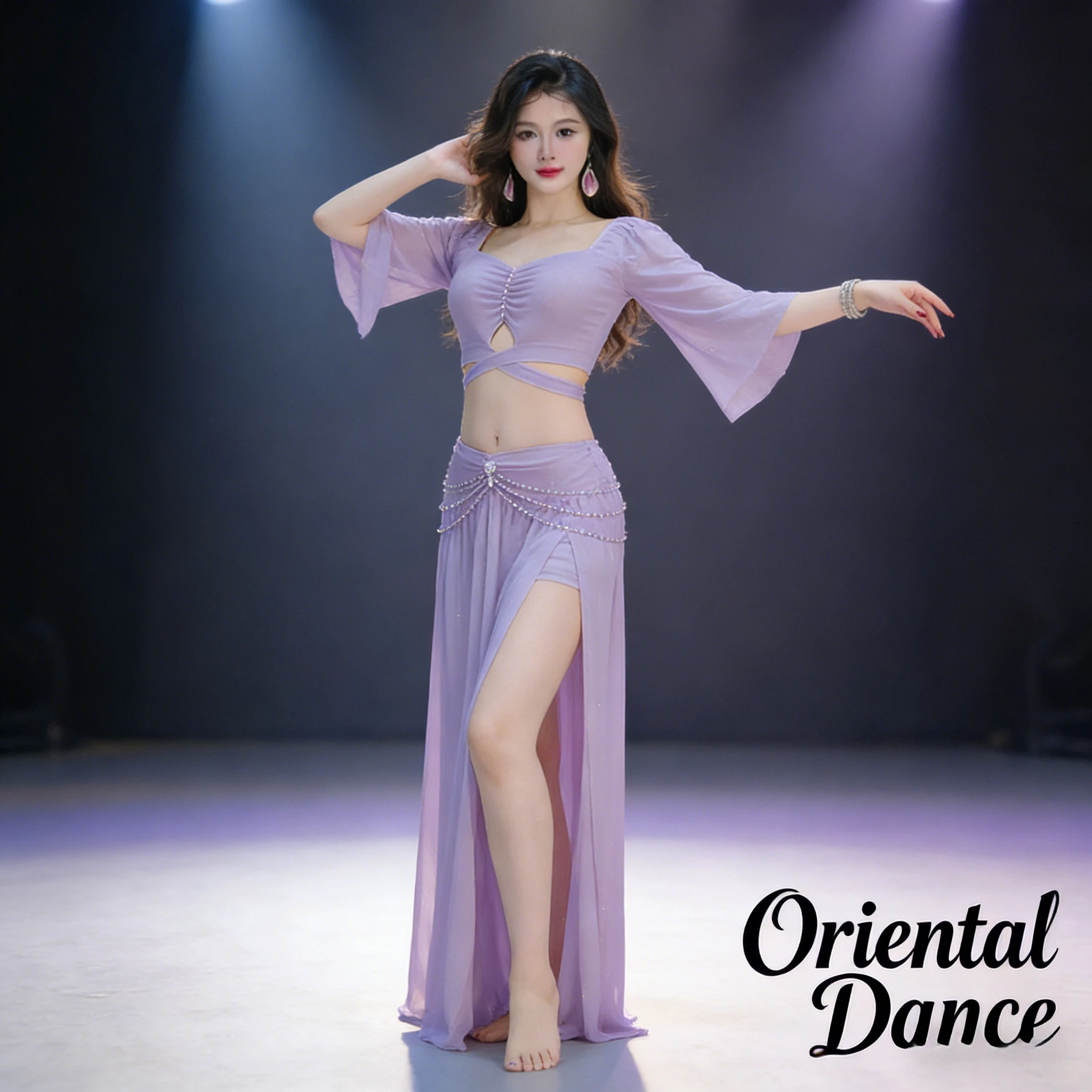 

Women's 2026 Belly Dance Costume Set Rhinestone Mesh Slim Fit Performance Wear Oriental Dance Group Practice Outfit