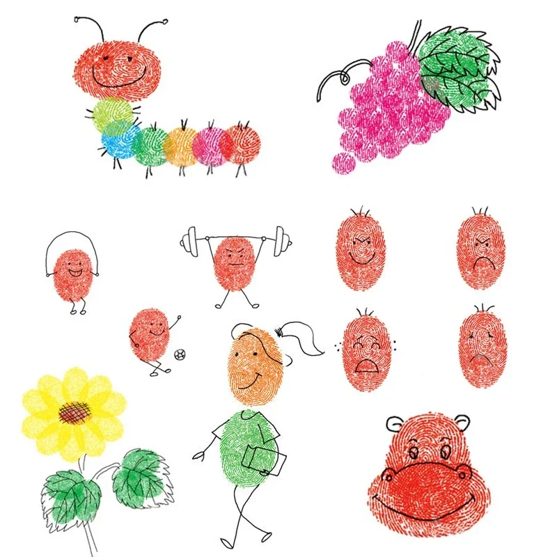 อัลบั้มลายนิ้วมือหนังสือคู่มือโรงเรียนอนุบาลคู่มือลายนิ้วมือสมุดสอนการวาดภาพภาษาอังกฤษ