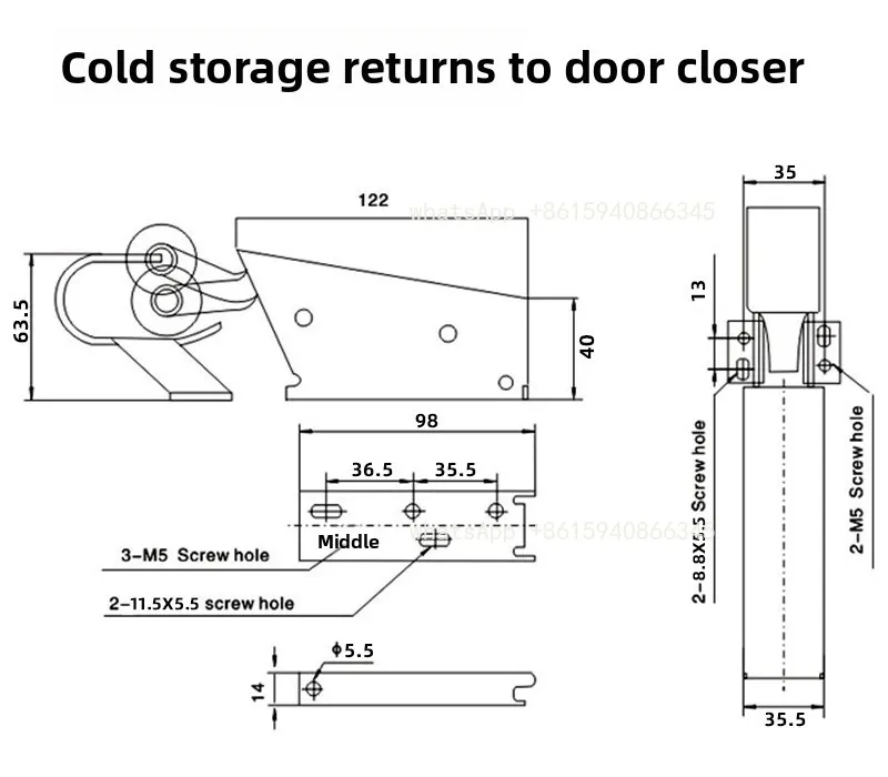 YL200 Stainless Steel 304 Hydraulic Spring Automatic Return Door Closer for Cold Storage