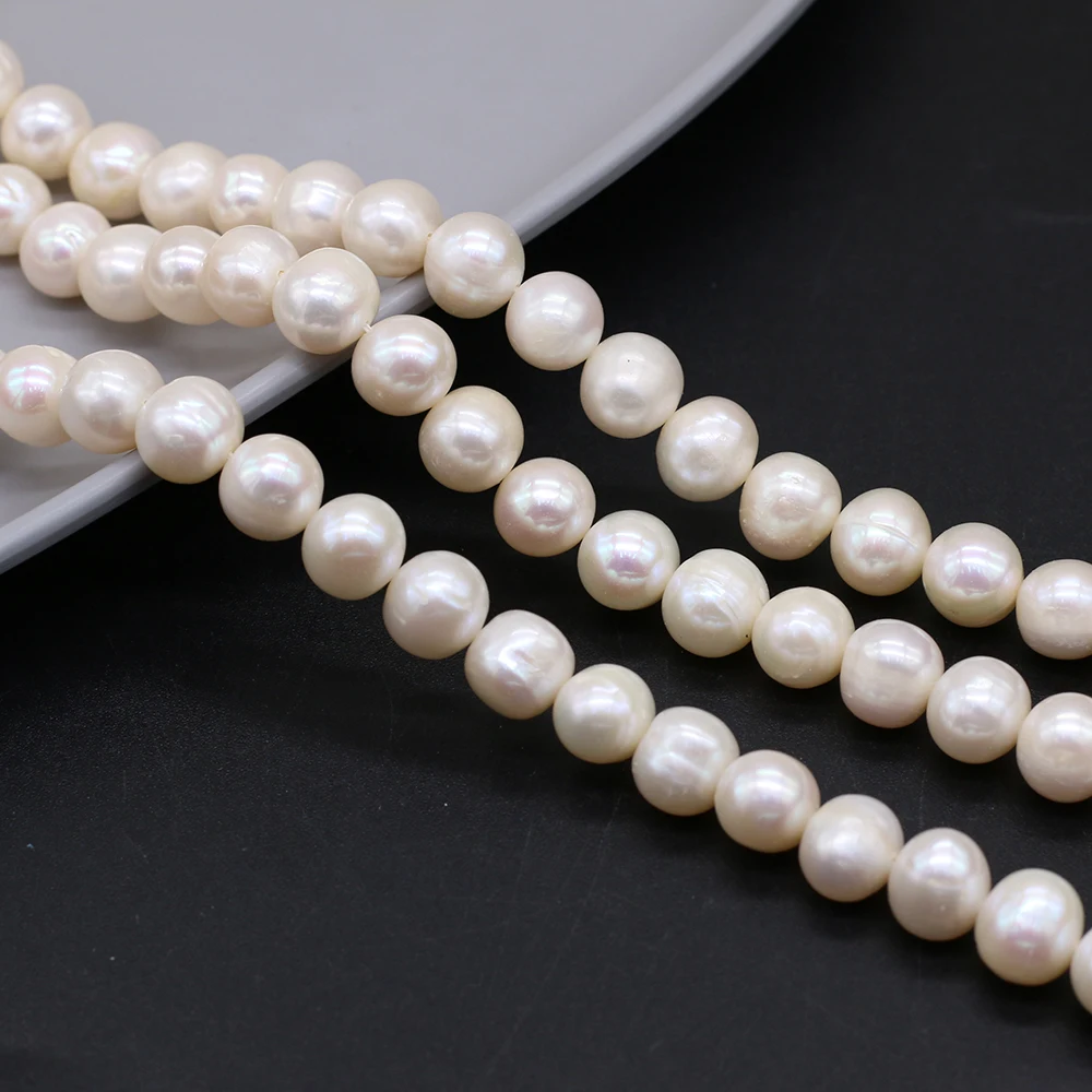 9-10mm Natural Zhuji Freshwater Pearl Big Beads Loose Smooth Bead for Jewelry Making Diy Necklace Bracelet Accessories