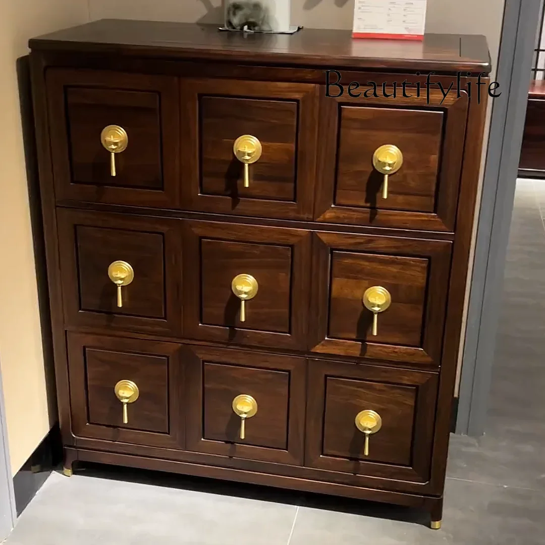 

BJ New Chinese-style Nine-bucket Cabinet Modern Simple Solid Wood Nine-bucket Cabinet Zen Living Room Bedroom Storage Storage Ch