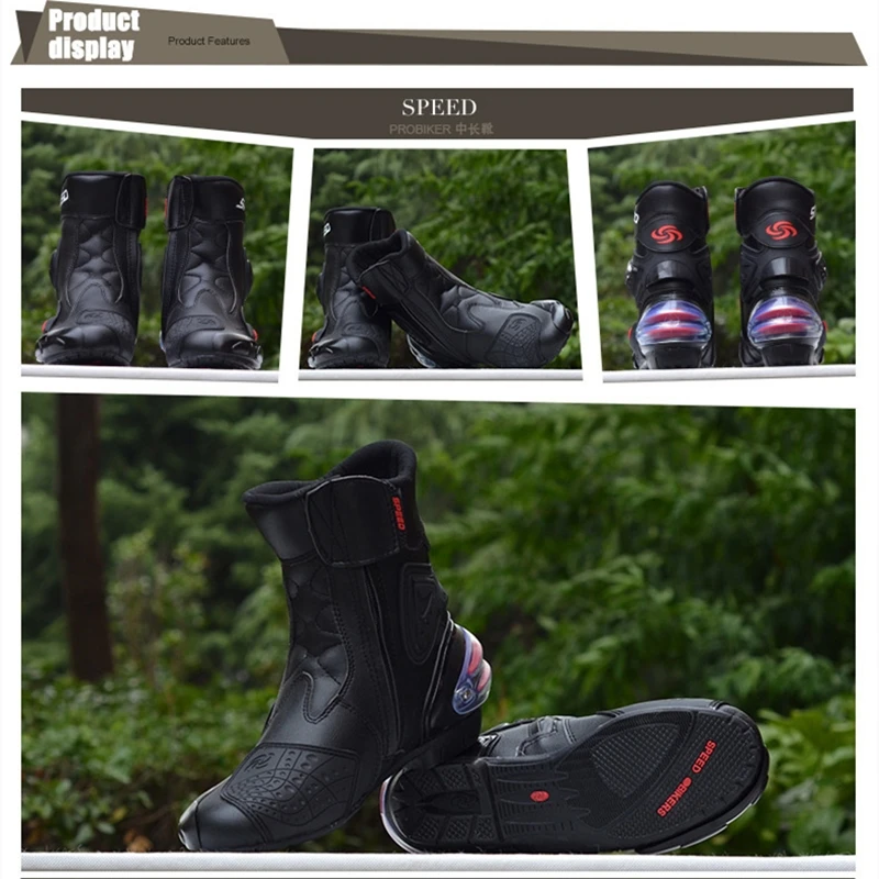 Motorcycle Boots Microfiber Leather Motorbike Anticollision Foot Ankle Protective Shoes Moto Riding Short Boot Men Woman A004