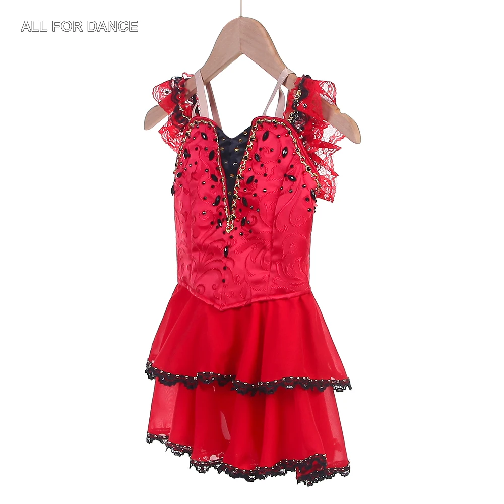 B24014 Customized Red Professional Romantic Ballet Tutu Skirt Women and Girls Performance or Competition Ballet Tutu