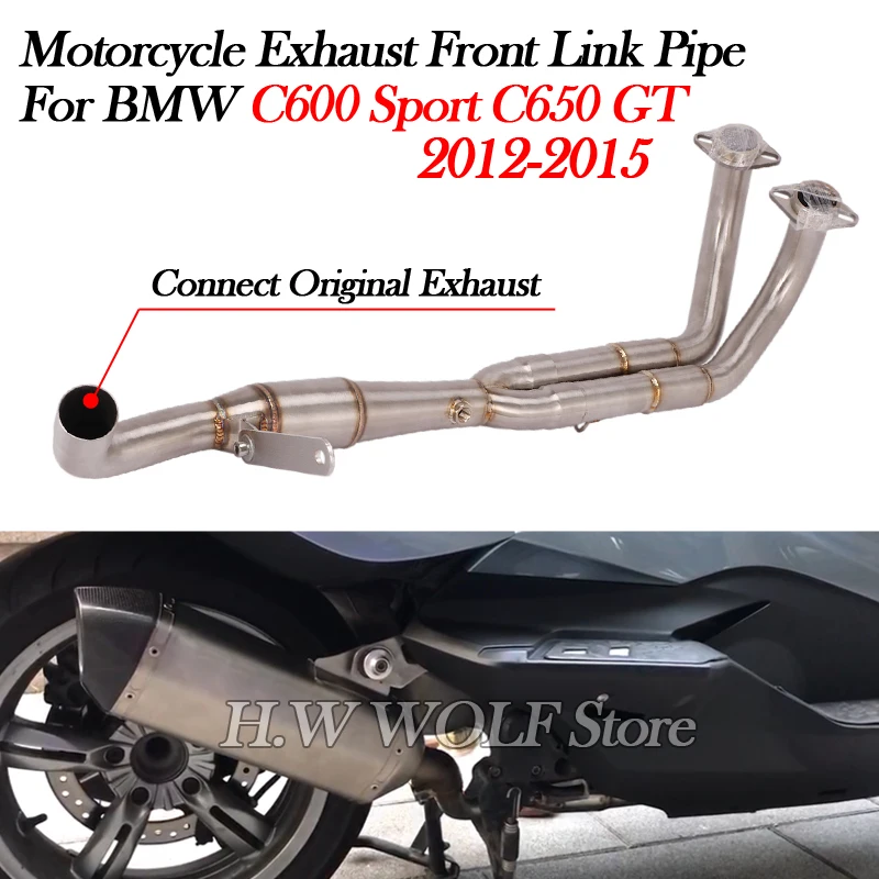 Slip On For BMW C600 Sport C650 GT 2012 2013 2014 2015 Motorcycle Exhaust Modify With Catalyst Front Mid Link Pipe Moto Escape